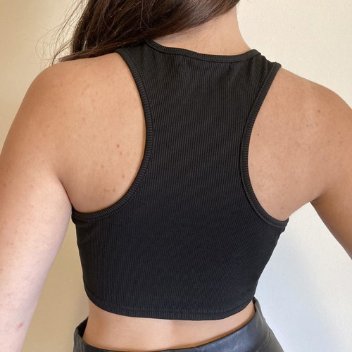 Black crop top with adjustable lace-up cords new, size S