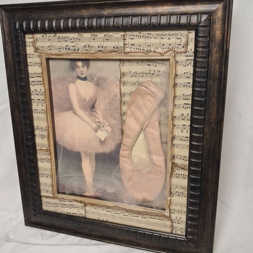 Panos Lainopoulos Mixed Media Artwork with Ballerina and Authentic Pointe Shoe like new