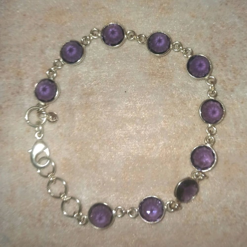 Handmade 925 Sterling Silver Bracelet with Natural Amethysts brand new