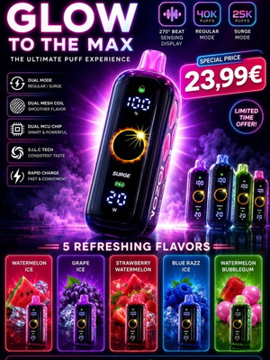 Vozol Rave 40000 vape with 5 flavors, new