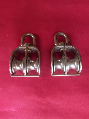 Stainless steel double pulley block with swivel for marine use