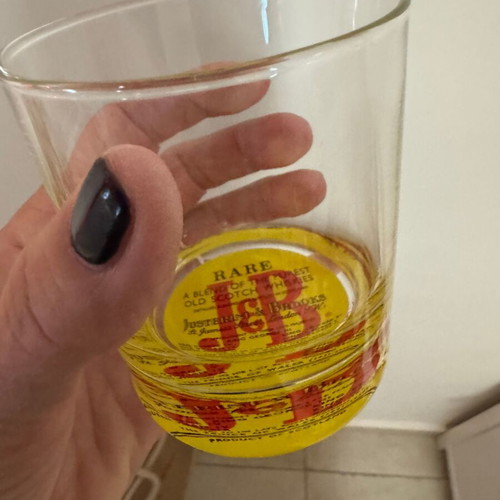 J&B vintage whiskey glass set like new, two pieces