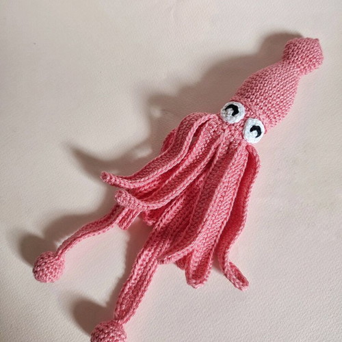 Amigurumi Knitted Doll Pink Squid New