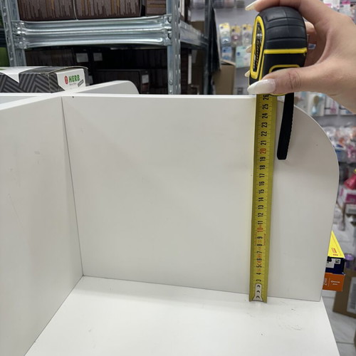 White professional display shelf used for store products