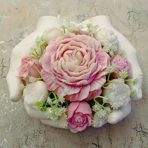 Porcelain Hands with Aromatic Wax Flowers New