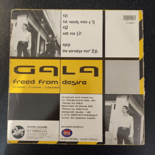 Gala Freed From Desire 12'' Vinyl Maxi Single used, electronic, 1996 Italy