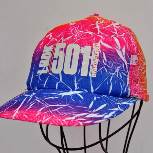 Vintage 90s Tie Dye Neon Colors Nylon Hat, One Size