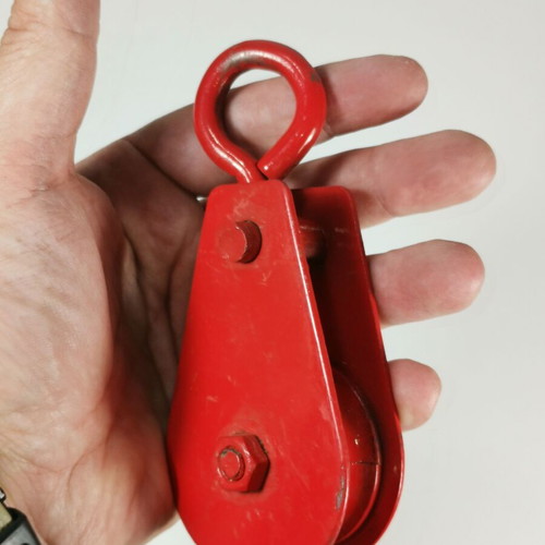Heavy-duty metal lifting pulley block used
