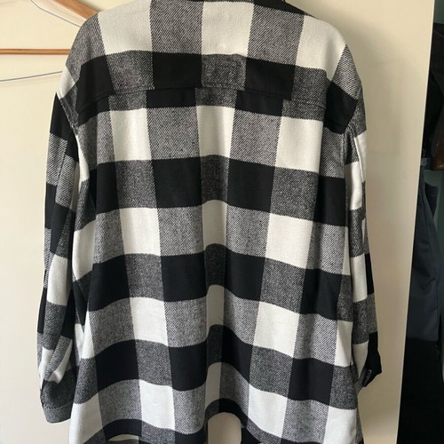 H&M checked spring shirt-style coat unused, black and white XL