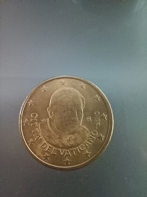 Vatican 50 cent coin, circulated, 2013