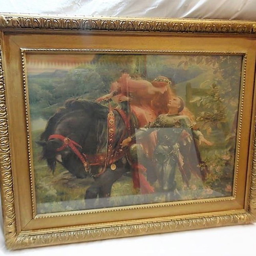 English painting La Belle Dame Sans Merci with carved frame