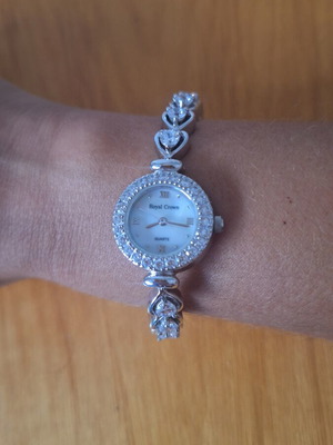 Royal Crown Quartz wristwatch, model 5266, bracelet style, white dial