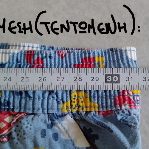 Boys' swim shorts used, size 110-116, blue with car print