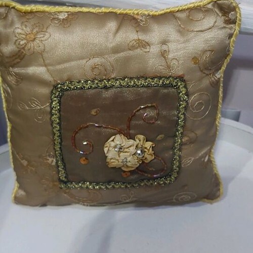 Vintage decorative pillow used with embroidery and beads