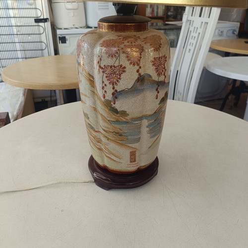 Vintage Satsuma hand painted table lamp used