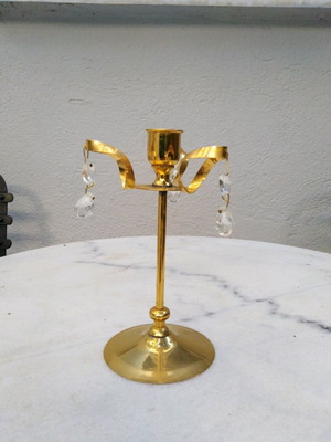 Vintage gilded candlestick with crystals like new