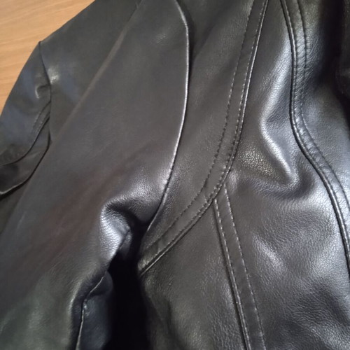 Girls' outerwear 10-12 years like new, black faux leather with fleece lining