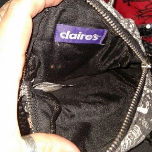 Claire's denim patterned backpack like new