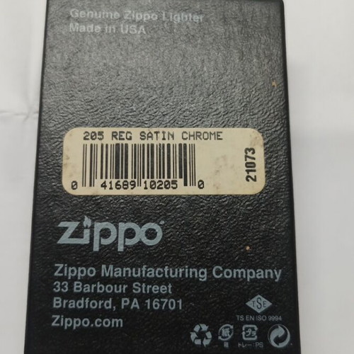 Zippo 205 Satin Chrome lighter, authentic, 2009