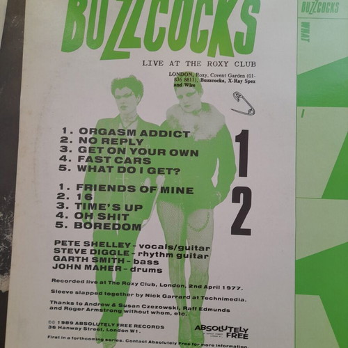 Buzzcocks Live at the Roxy Club vinyl record used, rock
