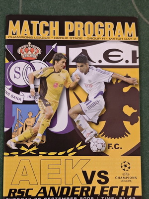 AEK and Olympiacos European football match programs