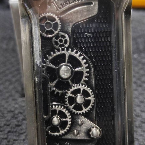 Tesla Punk 85W mod used with steampunk design and dark silver patina