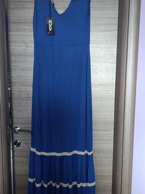 Dress new with tag, cotton with lace details, blue, size M