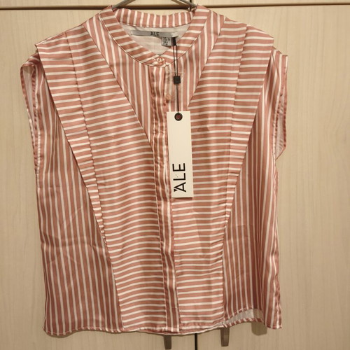 Ale satin shirt new, white and pink, size S