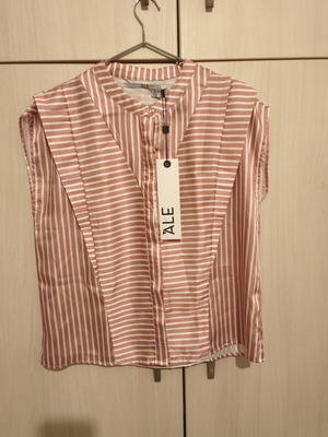 Ale satin shirt new, white and pink, size S