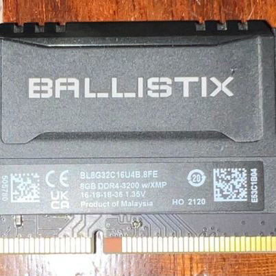 Crucial Ballistix DDR4 DRAM 8GB 3200 MHz CL16 used