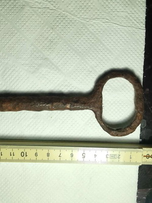 Antique key used, forged, collectible, 18 cm, 1720-1820