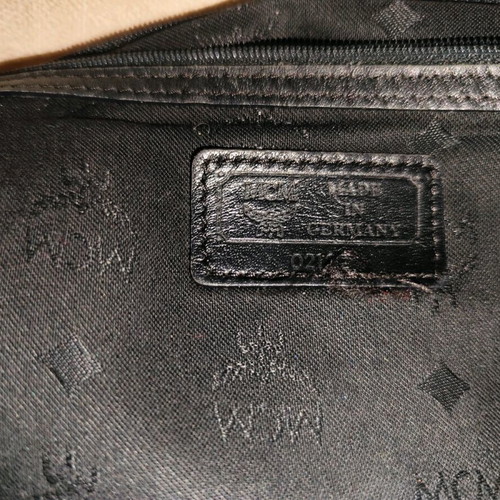 MCM vintage shoulder bag used, black with Visetos logo