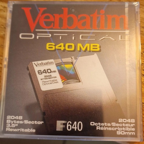 Verbatim Optical 3.5” MO Disk 640MB new sealed