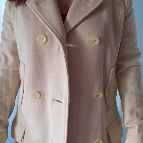 Mango white wool coat like new, size large