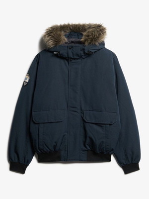 Superdry Everest Faux Fur Bomber Jacket new, men's winter blue L/XL