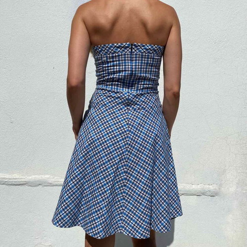 Strapless dress, white and blue, XS