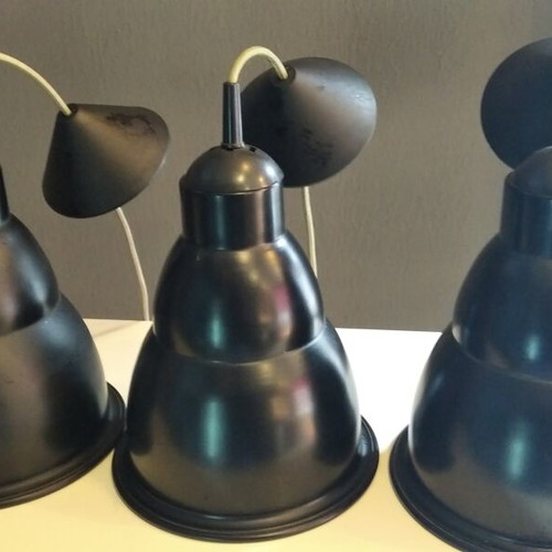 Pendant lights set of 3 black metal like new