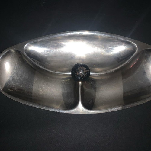 Vintage metal serving platter for nuts used