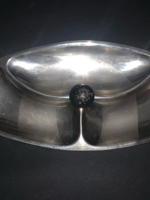 Vintage metal serving platter for nuts used