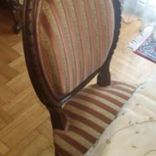 Handmade walnut wood dining set used with 6 carved chairs