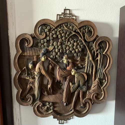 Chinese wooden carved painting used, handmade