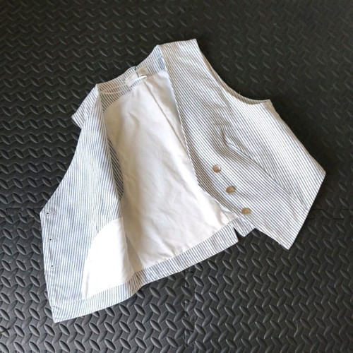 Zara women's vest white with blue stripes and metallic thread new