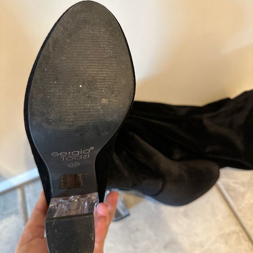Black velvet over-the-knee boot used, size 37