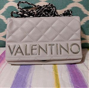 Valentino By Mario Valentino Light Grey Quilted medium Crossbody Flap Bag