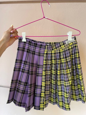 checkered mini skirt
