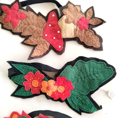 Handmade felt headbands with floral designs
