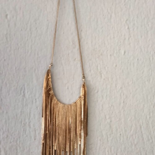 Statement necklace with fringe chains, 40 cm, gold tone
