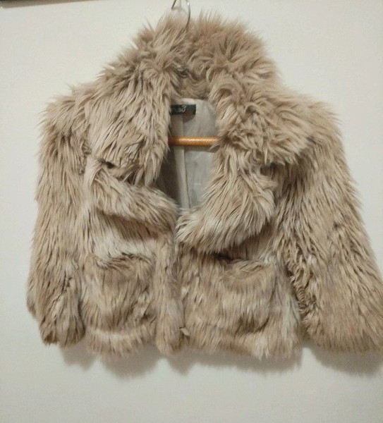 Γουνα γουνακι faux fur καφε - μπεζ medium made in Italy πανωφορι γυναικειο γουνινο μπουφαν Malibu