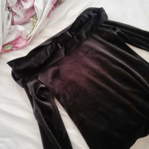Women's black velvet dress, medium, off-shoulder, winter