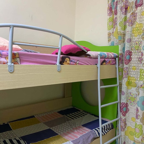 Koketa bunk bed with pull-out bed for 3 children, metal ladder, like new